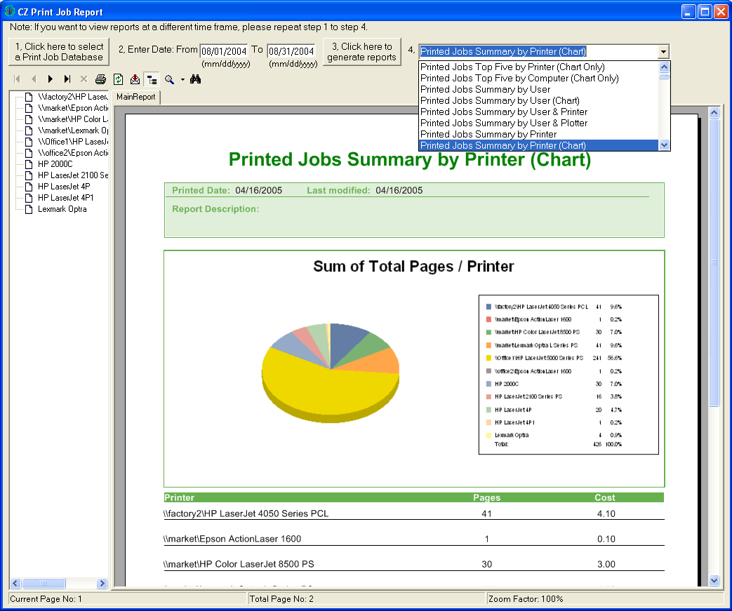 Windows 8 PrinterAdmin Print Job Report full