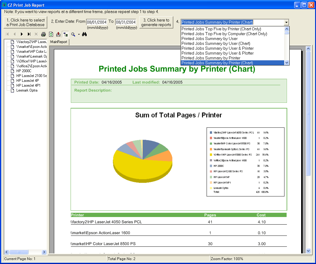 PrinterAdmin Print Job Report is a tool for print cost analysis.