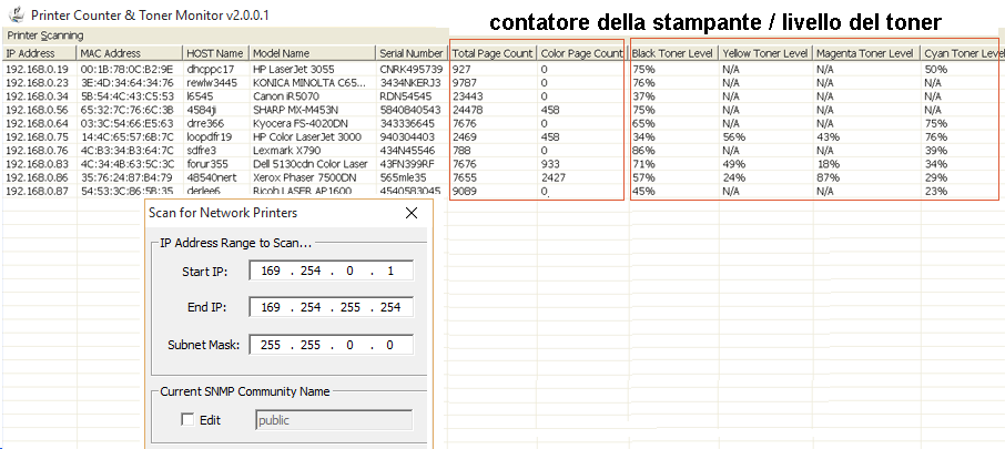 contatore della stampante