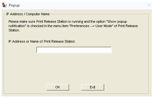 Enter Release Station Computer Name or IP Address